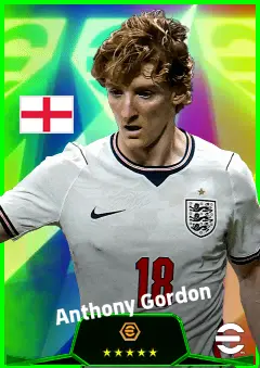 Anthony Gordon eFootball 2026 player card, 95 OVR LWF