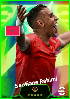Soufiane Rahimi eFootball 2026 player card, 92 OVR CF