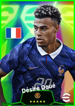 Désiré Doué eFootball 2026 player card, 95 OVR LWF