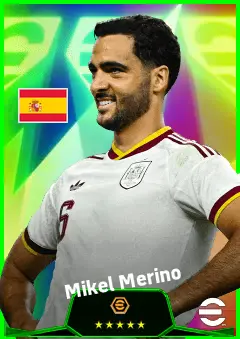 Mikel Merino eFootball 2026 player card, 95 OVR AMF