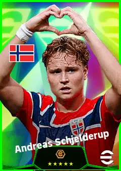 Andreas Schjelderup eFootball 2026 player card, 94 OVR LWF