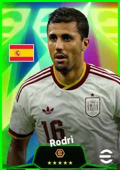Rodri eFootball 2026 player card, 95 OVR DMF