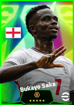 Bukayo Saka eFootball 2026 player card, 96 OVR RWF