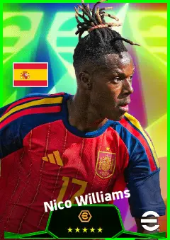 Nico Williams eFootball 2026 player card, 95 OVR LWF