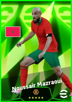 Noussair Mazraoui eFootball 2026 player card, 93 OVR LB