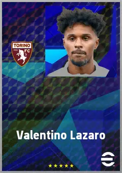 Valentino Lazaro eFootball 2026 player card, 73 OVR RMF