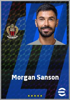 Morgan Sanson eFootball 2026 player card, 73 OVR CMF
