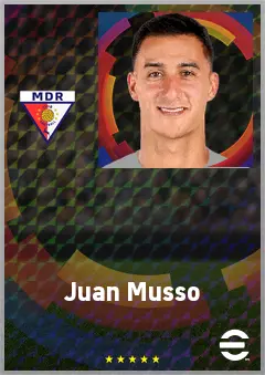 Juan Musso eFootball 2026 player card, 76 OVR GK