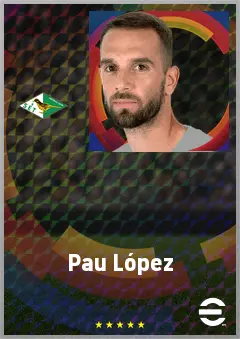 Pau López eFootball 2026 player card, 75 OVR GK
