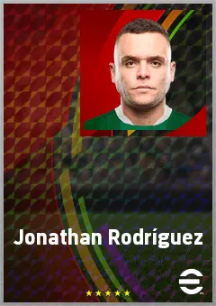 Jonathan Rodríguez eFootball 2026 player card, 74 OVR LWF