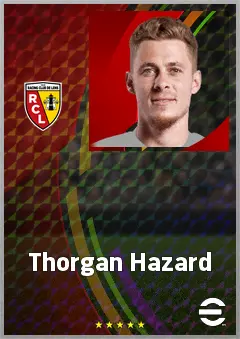 Thorgan Hazard eFootball 2026 player card, 74 OVR LWF