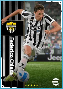 Federico Chiesa eFootball 2026 player card, 90 OVR RWF