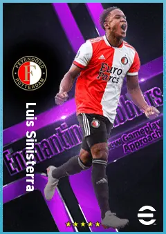 Luis Sinisterra eFootball 2026 player card, 84 OVR LWF