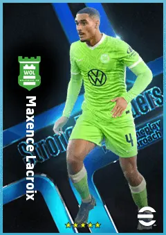 Maxence Lacroix eFootball 2026 player card, 86 OVR CB