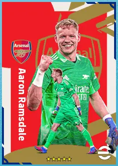 Aaron Ramsdale eFootball 2026 player card, 87 OVR GK