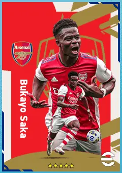 Bukayo Saka eFootball 2026 player card, 90 OVR RMF