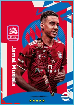 Jamal Musiala eFootball 2026 player card, 87 OVR AMF