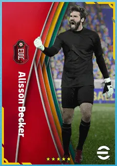Alisson Becker eFootball 2026 player card, 91 OVR GK