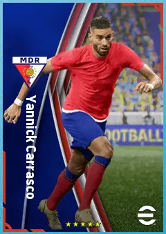Yannick Carrasco eFootball 2026 player card, 88 OVR LMF