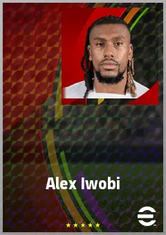 Alex Iwobi eFootball 2026 player card, 77 OVR LWF
