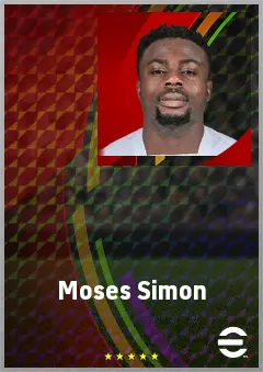 Moses Simon eFootball 2026 player card, 75 OVR LWF