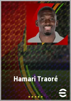 Hamari Traoré eFootball 2026 player card, 76 OVR RB