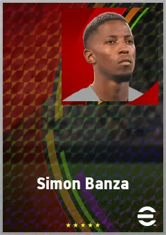 Simon Banza eFootball 2026 player card, 77 OVR CF