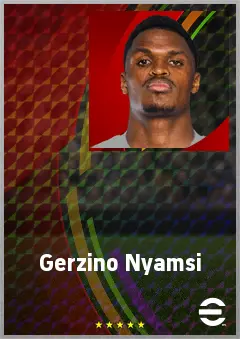 Gerzino Nyamsi eFootball 2026 player card, 73 OVR CB