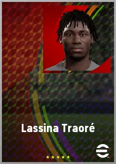 Lassina Traoré eFootball 2026 player card, 73 OVR CF