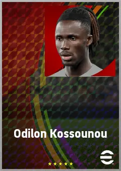 Odilon Kossounou eFootball 2026 player card, 76 OVR CB
