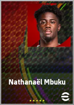 Nathanaël Mbuku eFootball 2026 player card, 70 OVR RMF