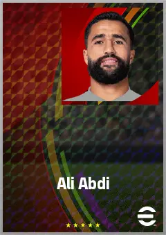 Ali Abdi eFootball 2026 player card, 73 OVR LB