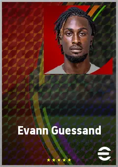 Evann Guessand eFootball 2026 player card, 75 OVR RWF