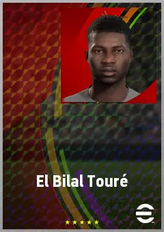 El Bilal Touré eFootball 2026 player card, 74 OVR CF