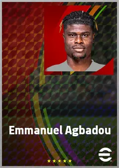 Emmanuel Agbadou eFootball 2026 player card, 76 OVR CB