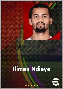 Iliman Ndiaye eFootball 2026 player card, 76 OVR RMF