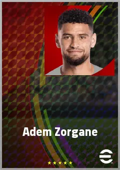 Adem Zorgane eFootball 2026 player card, 74 OVR CMF