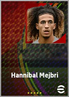 Hannibal Mejbri eFootball 2026 player card, 73 OVR AMF