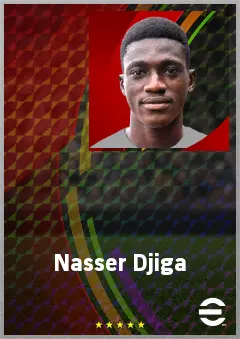 Nasser Djiga eFootball 2026 player card, 72 OVR CB