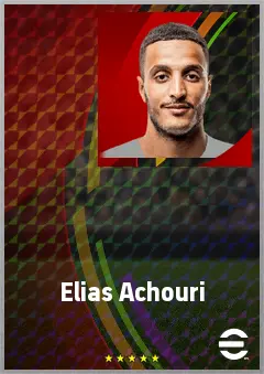 Elias Achouri eFootball 2026 player card, 72 OVR LWF
