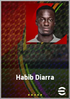 Habib Diarra eFootball 2026 player card, 74 OVR CMF