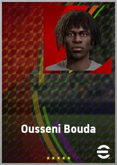 Ousseni Bouda eFootball 2026 player card, 69 OVR RWF