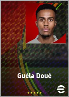 Guéla Doué eFootball 2026 player card, 73 OVR RB