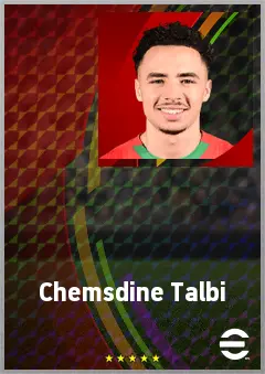 Chemsdine Talbi eFootball 2026 player card, 71 OVR RMF