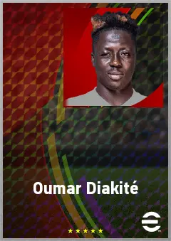 Oumar Diakité eFootball 2026 player card, 72 OVR CF