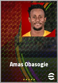 Amas Obasogie eFootball 2026 player card, 65 OVR GK