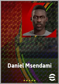 Daniel Msendami eFootball 2026 player card, 66 OVR RWF