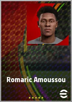 Romaric Amoussou eFootball 2026 player card, 65 OVR LWF