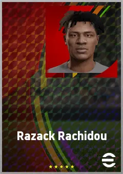 Razack Rachidou eFootball 2026 player card, 64 OVR RWF