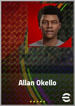 Allan Okello eFootball 2026 player card, 68 OVR AMF